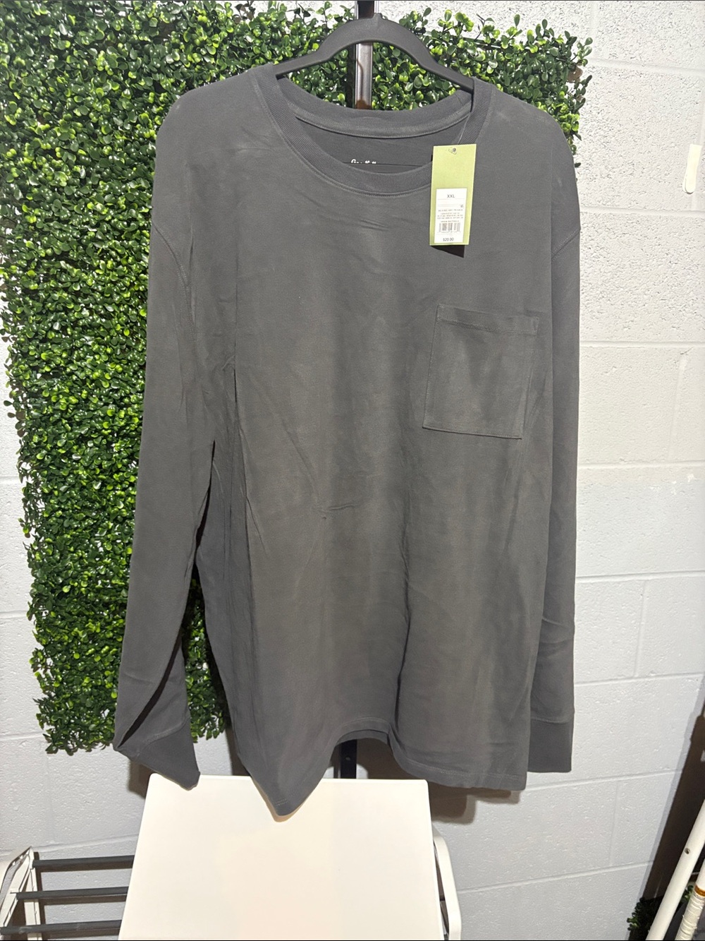 Goodfellow & Co Long-Sleeve Pocket Tee - Charcoal Gray